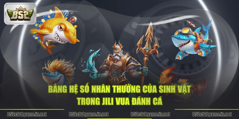 Bảng hệ số nhân thưởng của sinh vật trong JILI Vua Đánh Cá